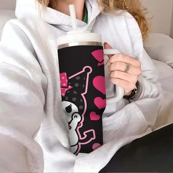 Kuromi Stainless Steel Tumbler with Handle And Straw - Picture 3 of 8